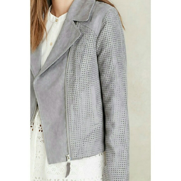 Anthropologie Hei Hei Vegan suede moto jacket XS NWT Gray Grey - Picture 3 of 5